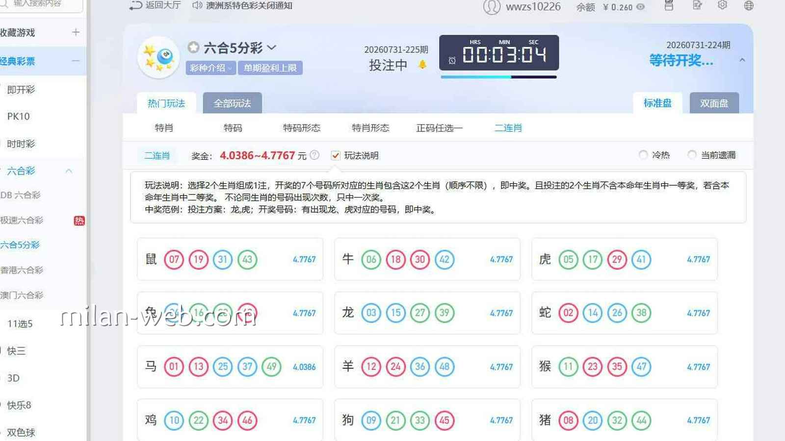 米兰体育《六合五分彩》二连肖玩法介绍：生肖组合投注规则详解