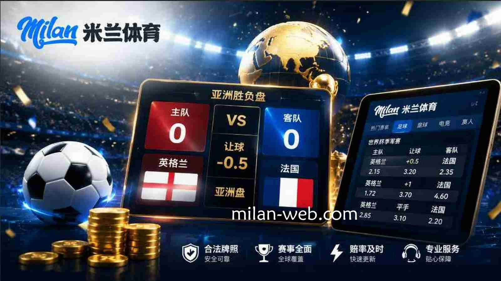 米兰体育 | 世界杯季赛亚洲胜负盘赔率