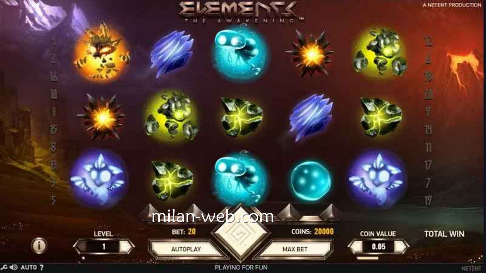 米兰体育 | 《元素觉醒》老虎机游戏主界面